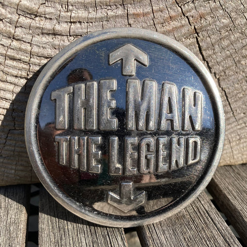 The Man / The Legend belt buckle
