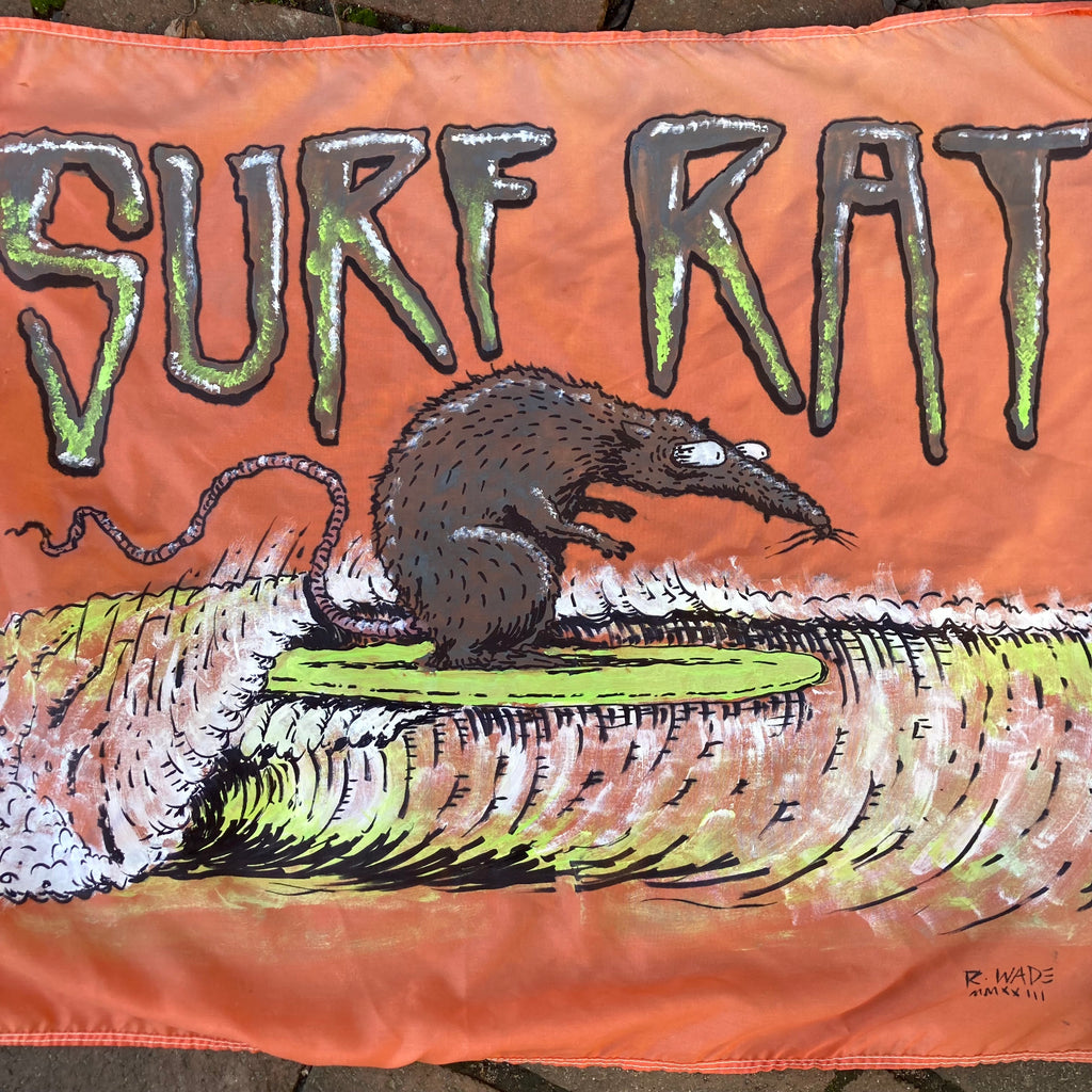 Hand painted SURF RAT flag RAD Shirts Custom Printing