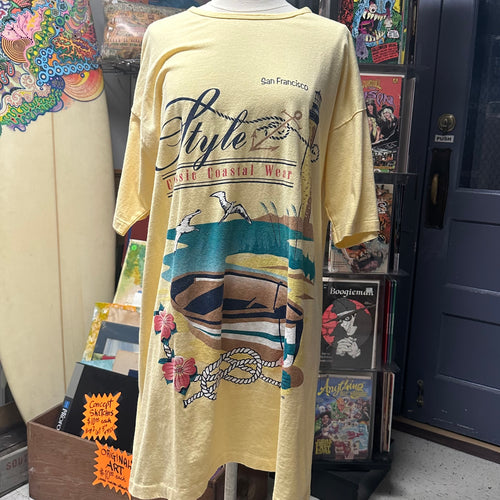 Super tall sized vintage San Francisco shirt with a giant nautical graphic printed on the front.