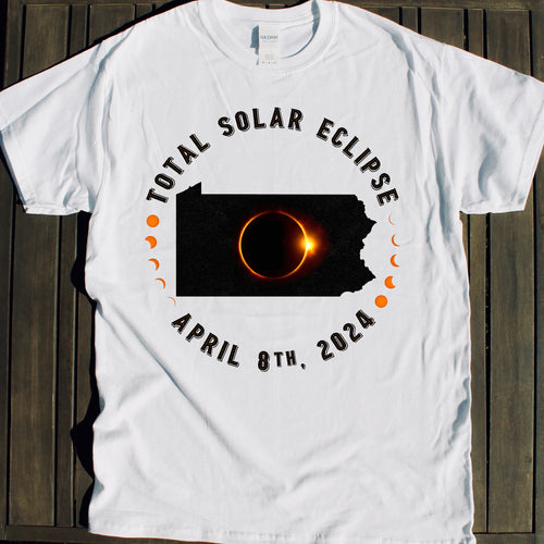 2024 Pennsylvania Total Solar Eclipse shirt souvenir for viewing parties April 8 Total Solar Eclipse shirt for sale April 8 2024 souvenir gift shop commemorative tshirts 4/8/24 Made in USA