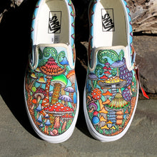 The Best Mushroom Shoes on the Internet custom Vans slip on sneakers artwork by Lauren Dalrymple Wade LD WADE