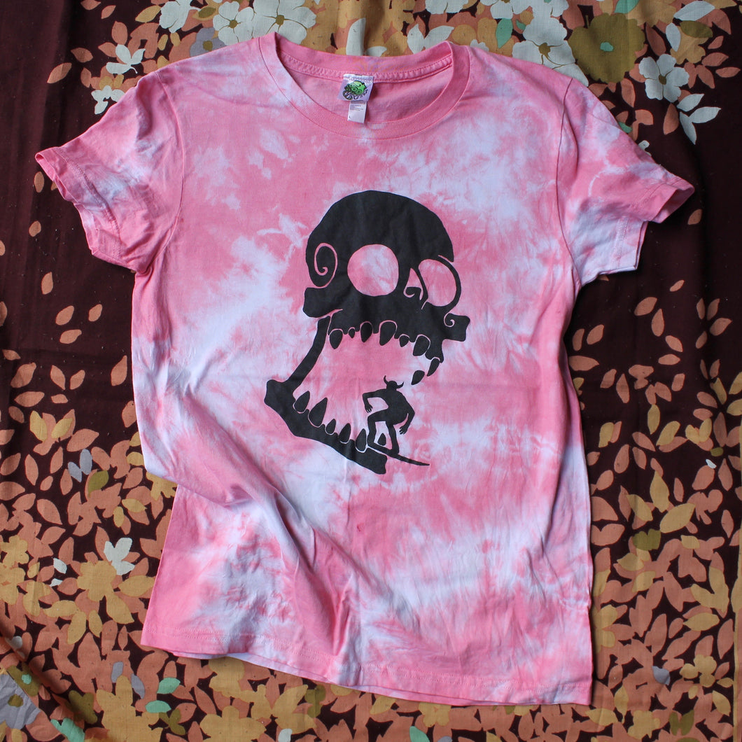 pink tie dye skull shirt women's American apparel retro style for sale