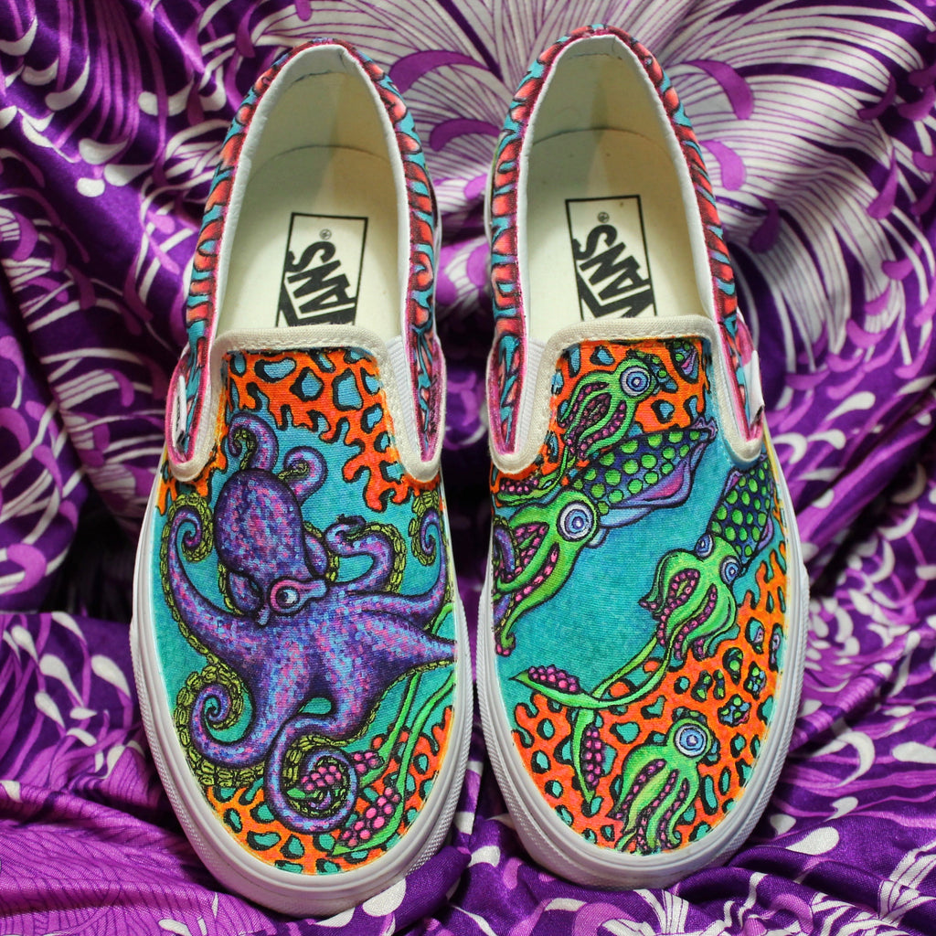 Mushroom themed custom Vans Slip On Sneakers – RAD Shirts Custom Printing