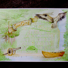Sea Girt map print for sale Original watercolor by Ryan Wade