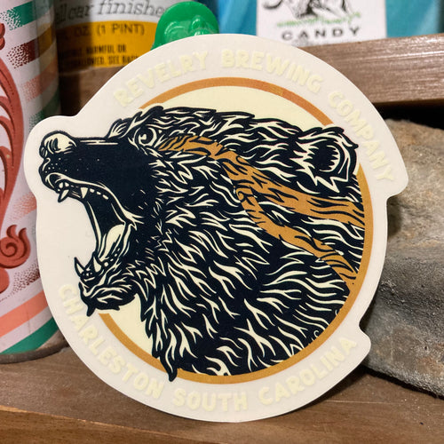 Revelry Brewing Co Sticker for sale bear art design Charleston SC beer company
