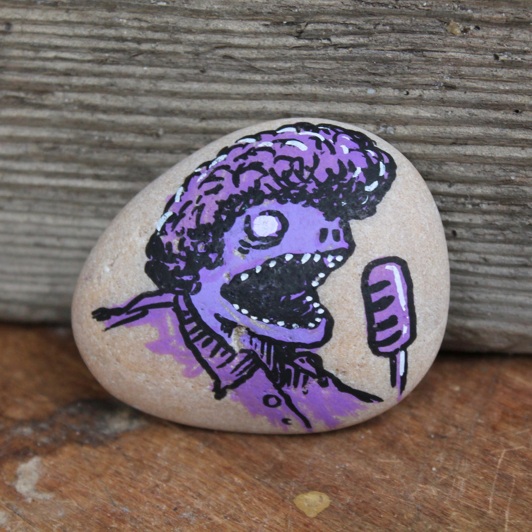 Rock 'n Roller hand-painted paperweight rock