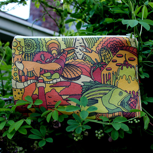 NJ clutch bag for sale by New Jersey artist Ryan Wade available at RAD Shirts Custom printing and DTG services.