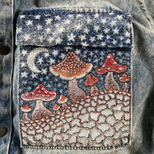 Denim Jacket with Hand Painted Mushroom Pocket