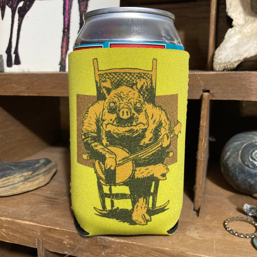 Pig playing banjo art by Ryan Wade for sale koozie design can cooler collection for sale