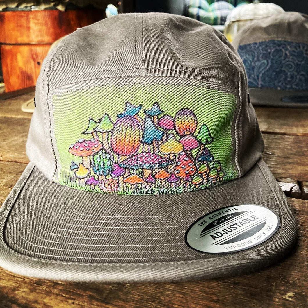 Hand Painted Mushroom 5 Panel Camper Hat #8