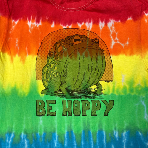 Be Hoppy rainbow tie dye shirt (SMALL)