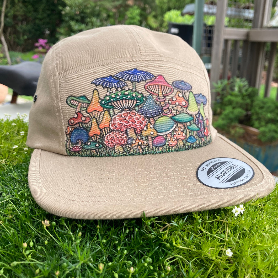 hand painted mushroom hat by lauren dalrymple wade rad shirts custom printing manasquan nj