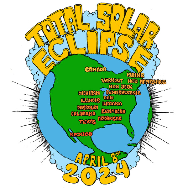 Official April 8, 2024 Total Solar Eclipse shirts for USA totality path.