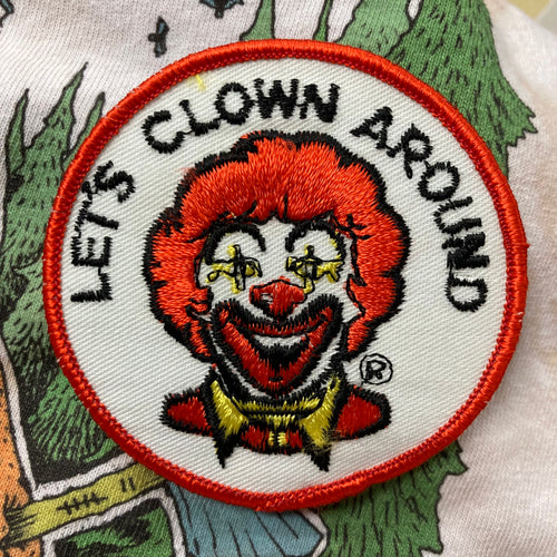 Vintage creepy clown patch Embroidered Let's Clown Around funny jacket fashion accessory