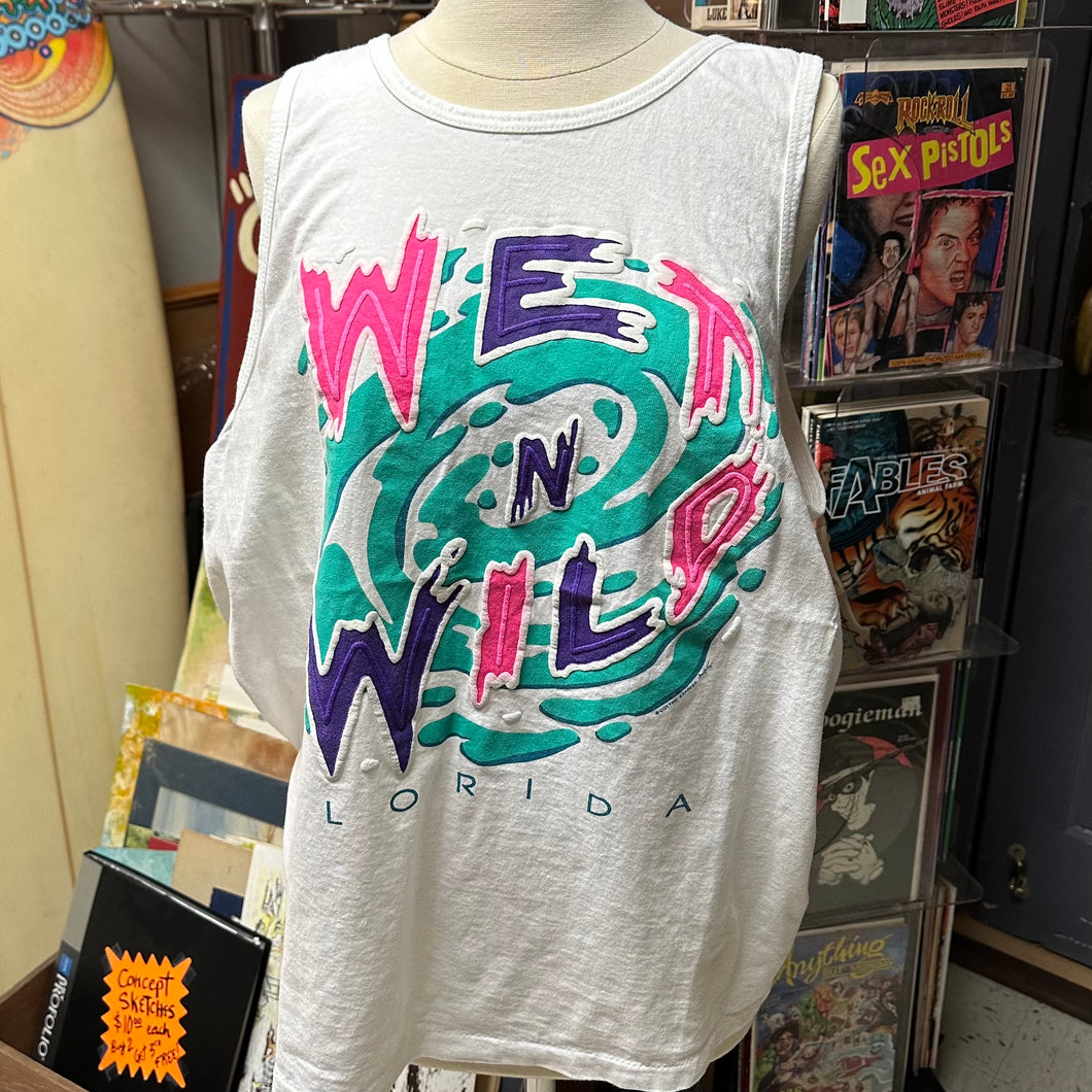 Vintage Wet N Wild Florida tank top with puffy paint and retro 80s graphic vibes