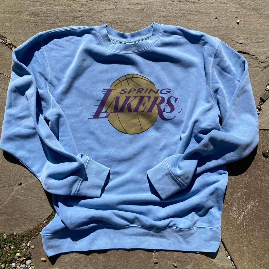 Blue Spring Lakers pigment dyed crewneck