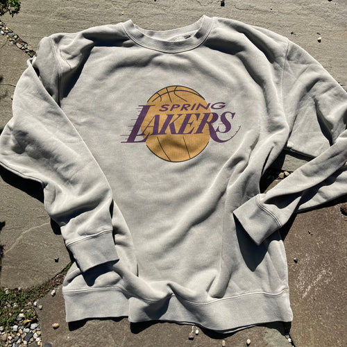 Grey Spring Lakers pigment dyed crewneck