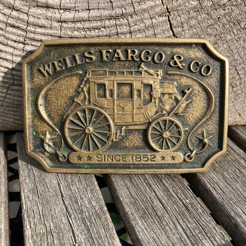 Vintage brass Wells Fargo belt buckle