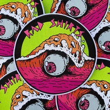 Surfing eyeball for sale Rad 1980s style embroidered patch with trippy surf art for sale