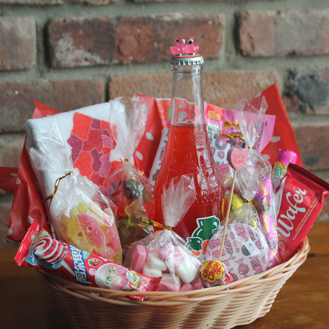 Kissing Flamingos Gift Basket