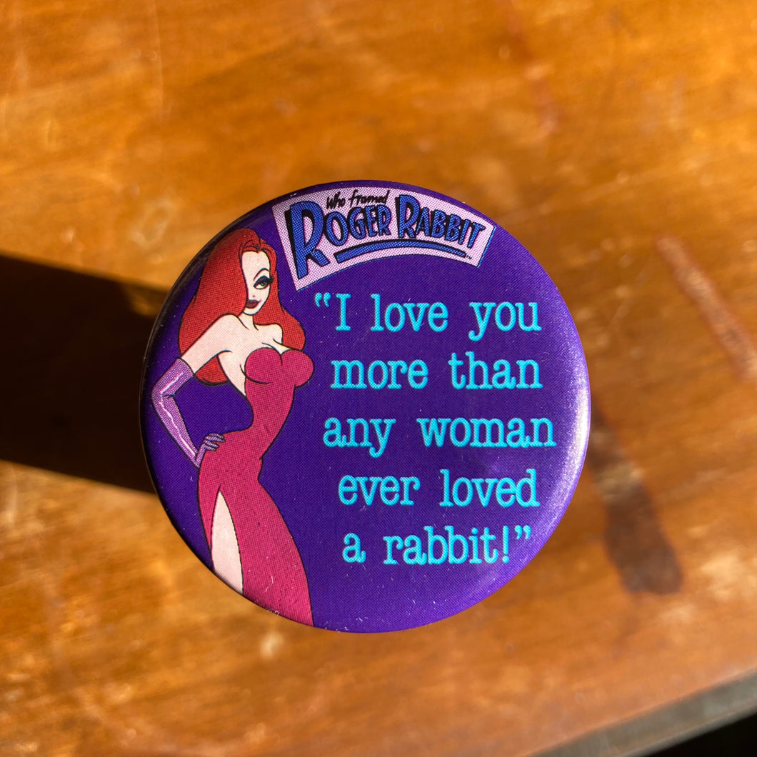 1987 Roger Rabbit button with Jessica Rabbit