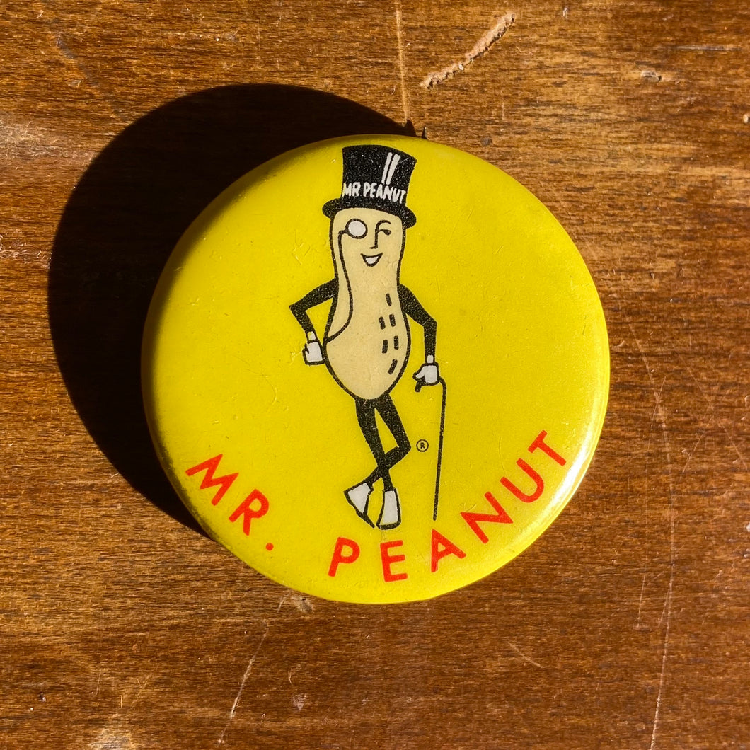 Vintage yellow Mr. Peanut button