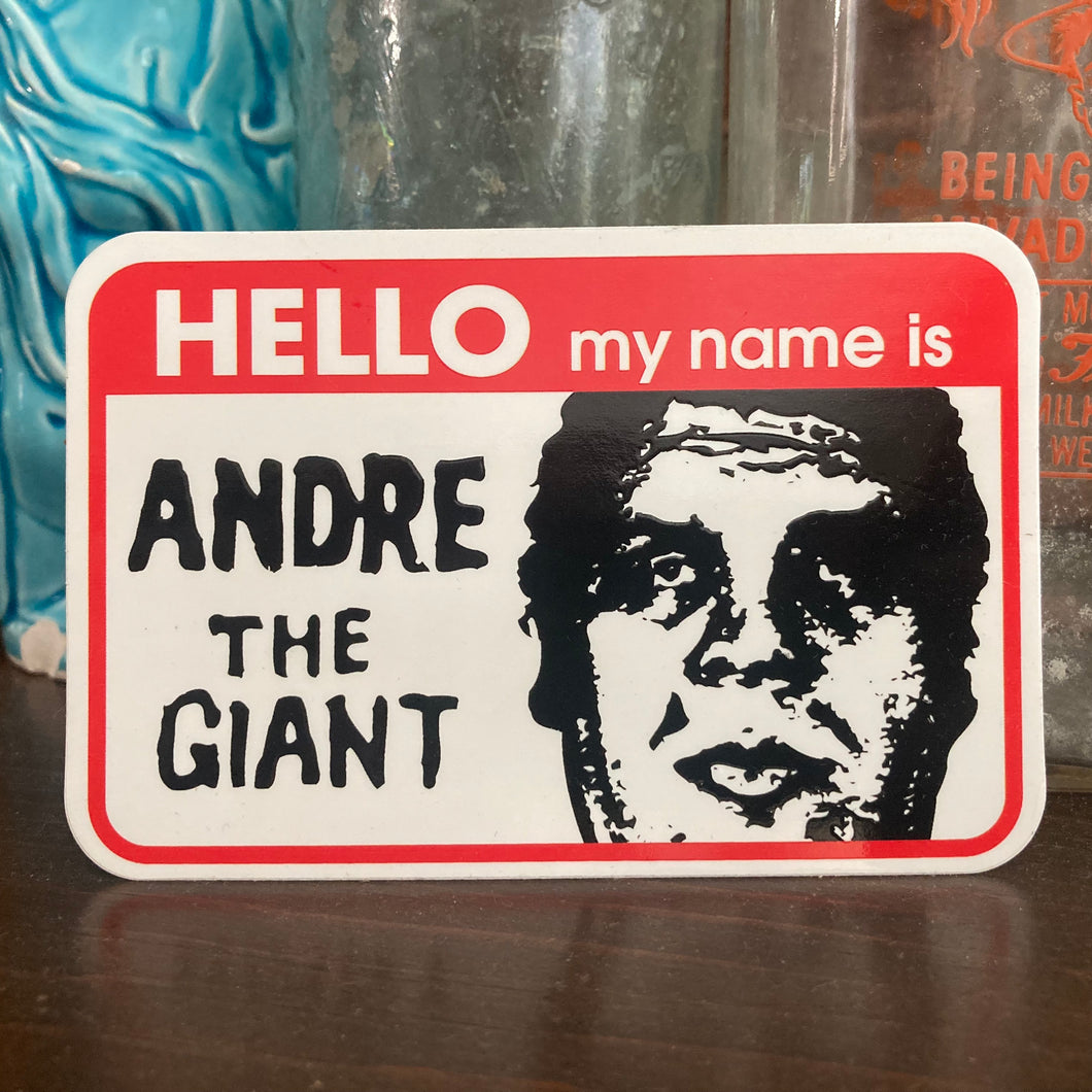 Official Shepard Fairey Andre the Giant sticker Hello My Name is, screen printed by StickerRobot. Official rare OBEY sticker.