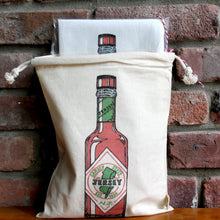 NJ Hot Sauce Drawstring Pouch w/ Kitchen Towel & treats