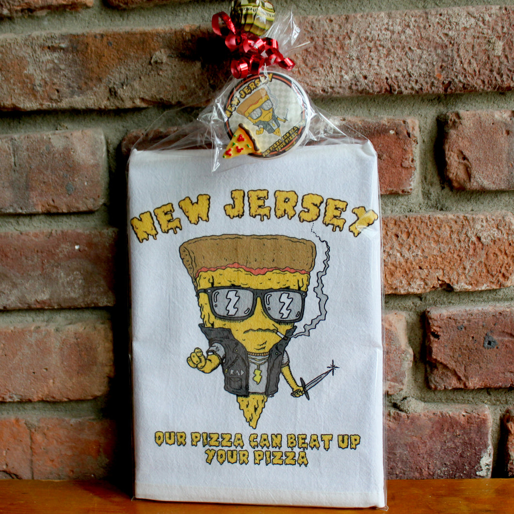 NJ Pizza kitchen towel w/ Button, Magnet, & Candy