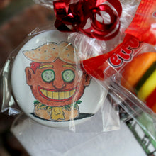 NJ Hot Sauce kitchen towel w/ Burger Gummies & Pinback button
