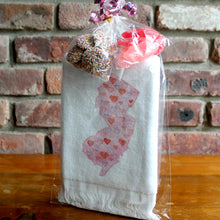 NJ Watercolor hand towel w/ Lip Gummies & Chocolates