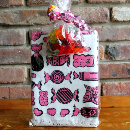 Candy Collage hand towel w/ Gummies & Chupa Chups