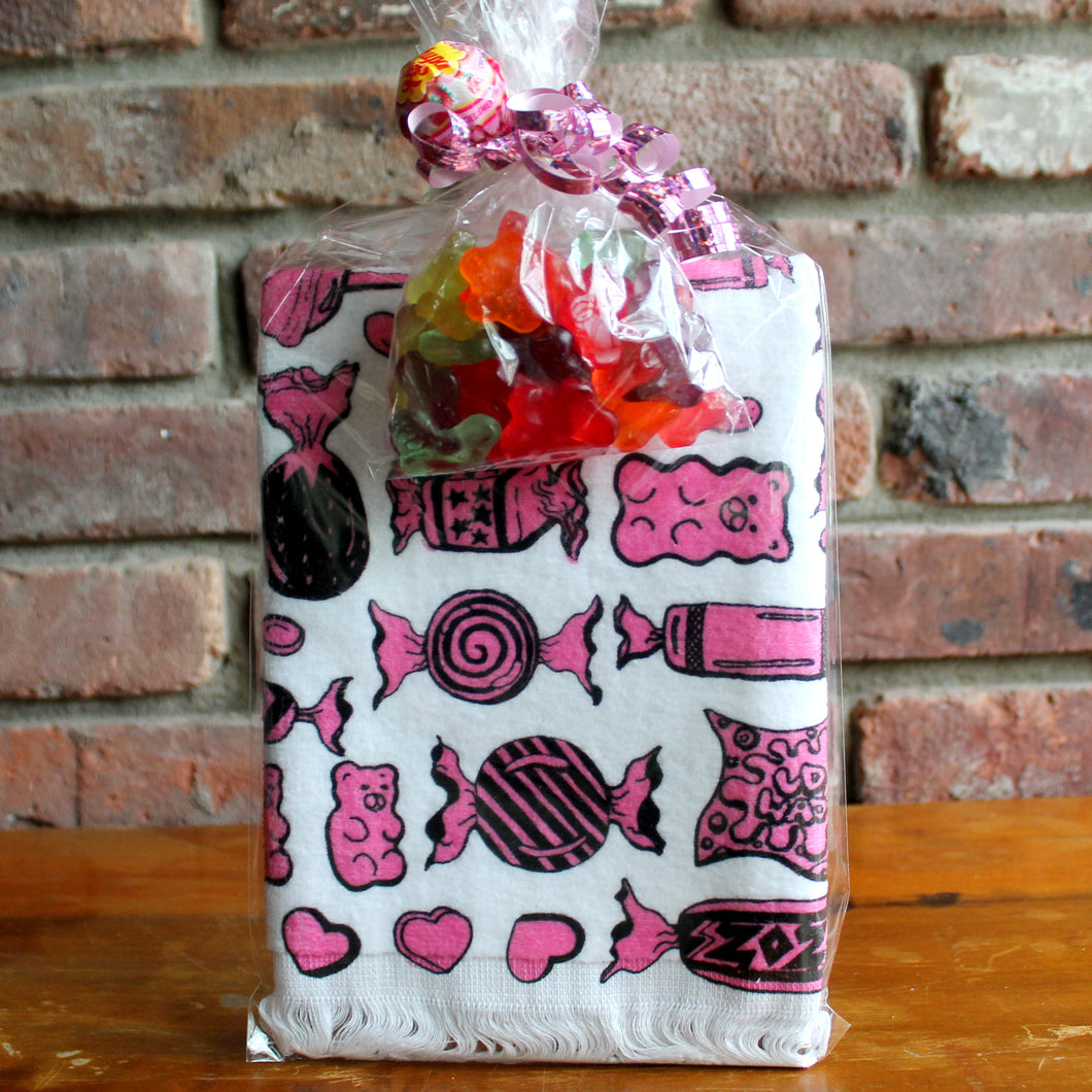 Candy Collage hand towel w/ Gummies & Chupa Chups