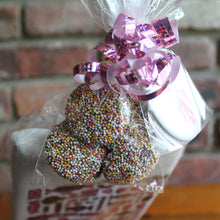 Candy Collage hand towel w/ Chocolates & Button