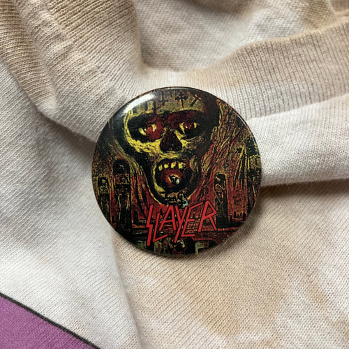 Vintage SLAYER pinback button Seasons in the Abyss BUTTON EXCHANGE OSP