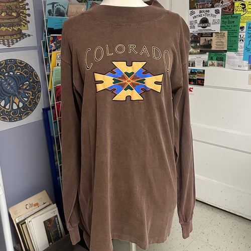 Vintage Colorado long sleeve shirt pigment dyed brown with retro graphic