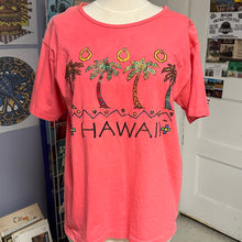 Vintage neon pink Hawaii shirt with palm trees