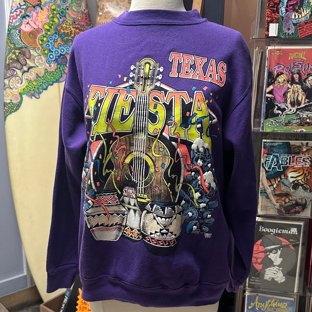 Vintage purple Texas crewneck sweatshirt with large FIESTA graphic for sale