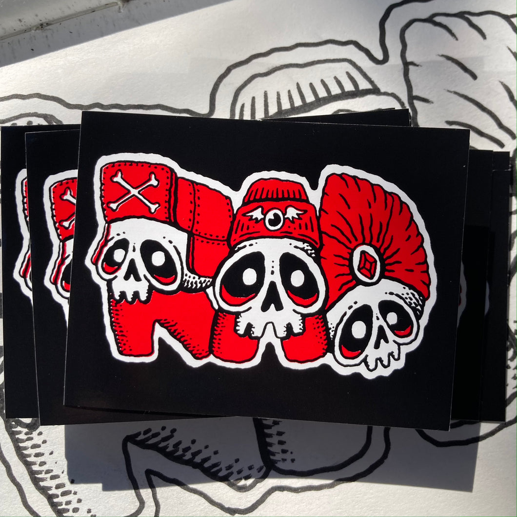 RAD Skull graffiti sticker by Rad Shirts cryptic skull street art RAD letter characters by Rad Wayne Manasquan NJ