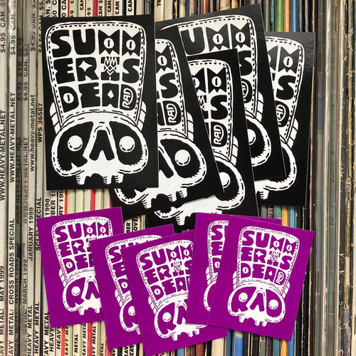 Summer is Dead stickers designed by Rad Wayne. Evil Paradise x Rad Shirts collaboration graffiti stickers NJ