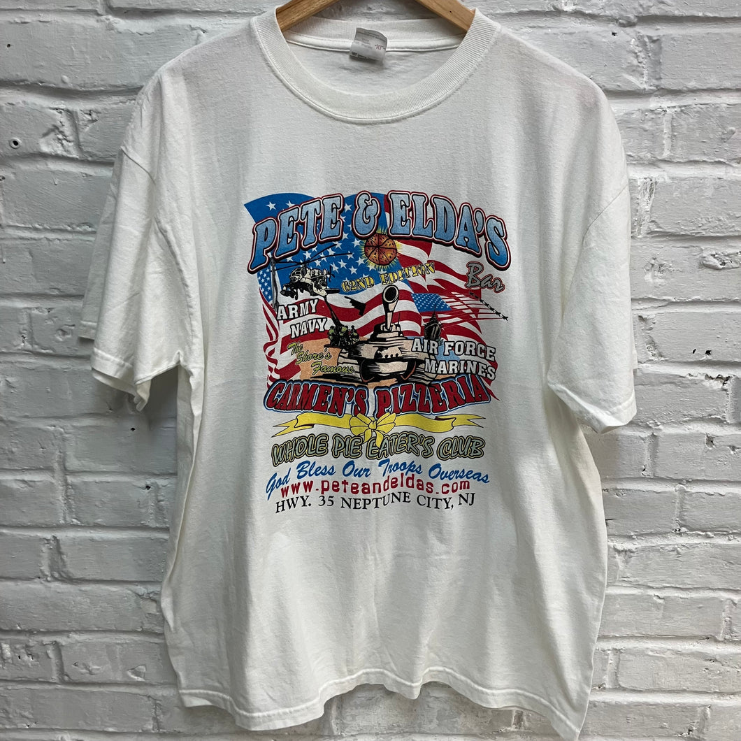 Pete & Elda's pizza shirt Whole Pie Eaters t-shirt for sale from a large collection of vintage tees Military Theme Godbless our Troops