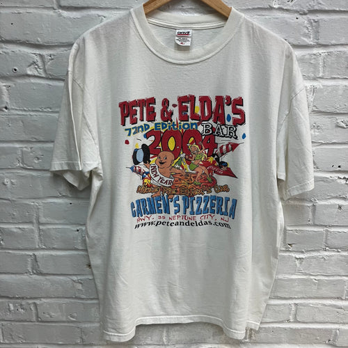 Vintage Pete & Elda's Whole Pie Eaters shirt for sale retro pizza t-shirt design
