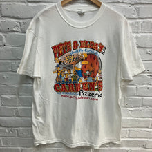 Retro Simpsons themed t-shirt Vintage Pete & Elda's Whole Pie Eaters shirt for sale retro pizza t-shirt design
