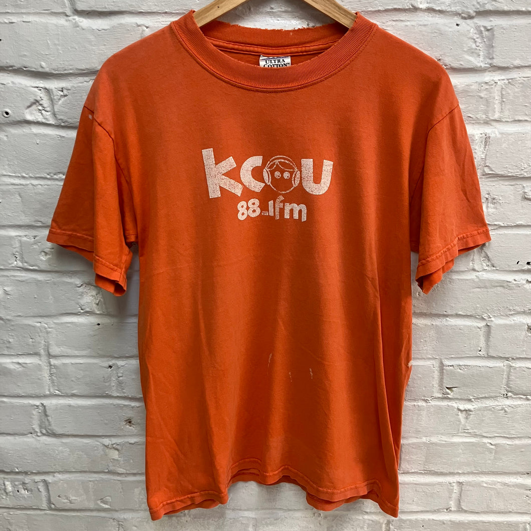 KCOU 88.1 FM t-shirt for sale orange with white screen print college radio station shirts for sale cheap