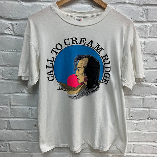 Vintage Call to Cream Ridge shirt with Native American and sunset graphic screen printed.
