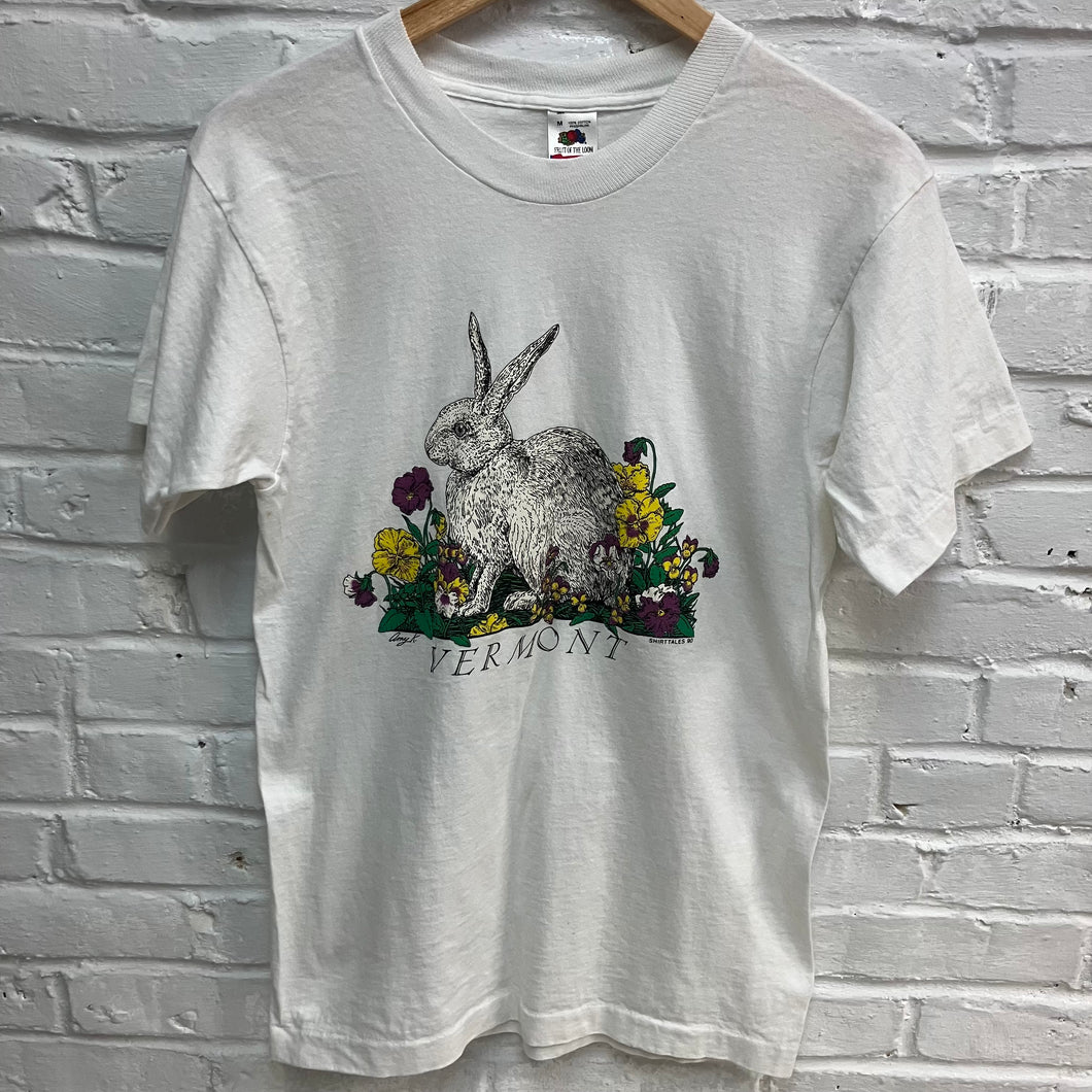 Vintage 1990 Shirttales Vermont shirt with a Rabbit graphic for sale