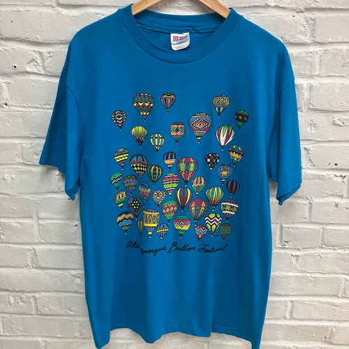 Vintage Albuquerque Balloon Festival shirt with a colorful hot air balloon design for sale.