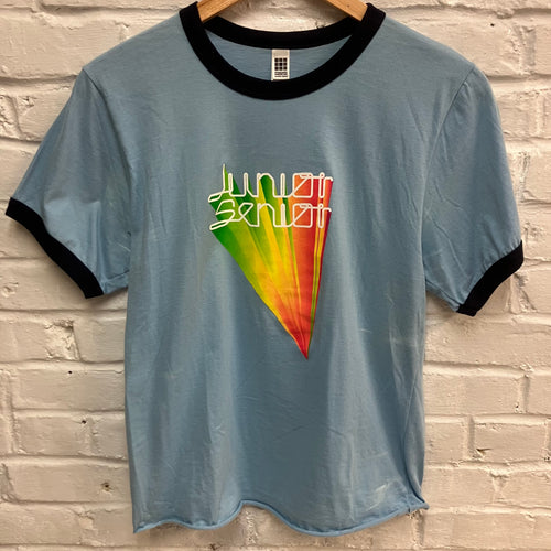 Vintage Junior Senior band shirt for sale on our vintage clothing website, printed on a Y2K American Apparel t-shirt