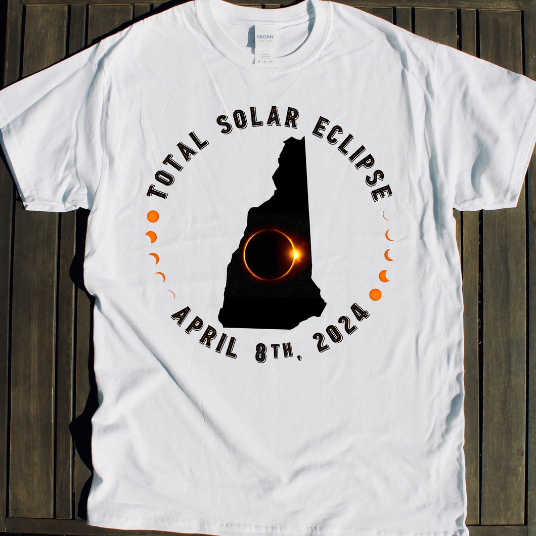 New Hampshire 2024 Solar Eclipse shirt souvenir sale April 8 viewing party tshirt Total Solar Eclipse shirt for sale April 8 2024 souvenir gift shop commemorative tshirts 4/8/24 Made in USA