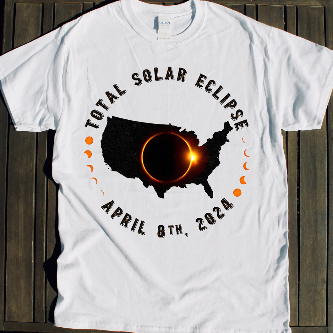 2024 total solar eclipse shirt map souvenir for sale tshirt event Total Solar Eclipse shirt for sale April 8 2024 souvenir gift shop commemorative tshirts 4/8/24 Made in USA